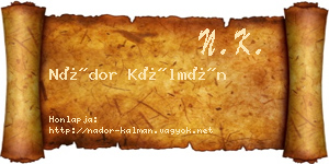 Nádor Kálmán névjegykártya