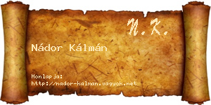 Nádor Kálmán névjegykártya
